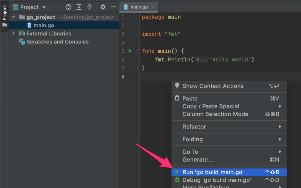 Run and debug in GoLand