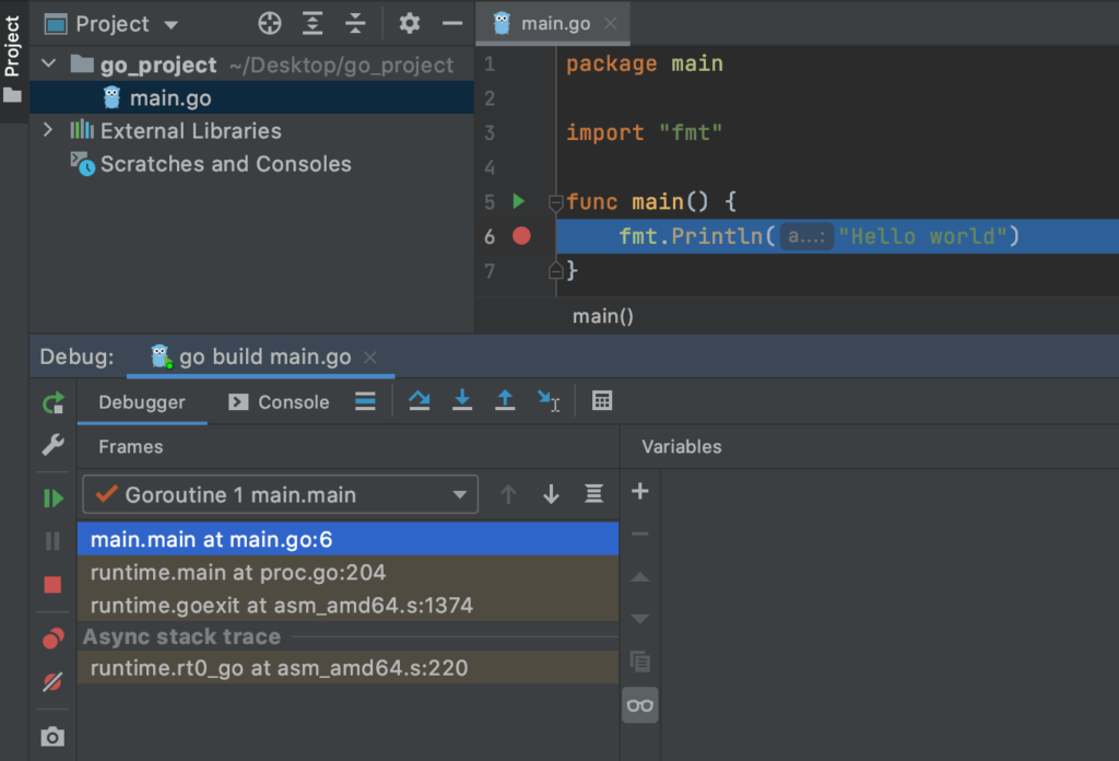 Run and debug in GoLand