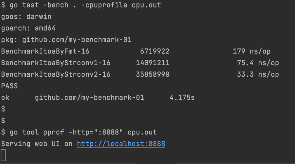 testingパッケージのBenchmarkで性能計測